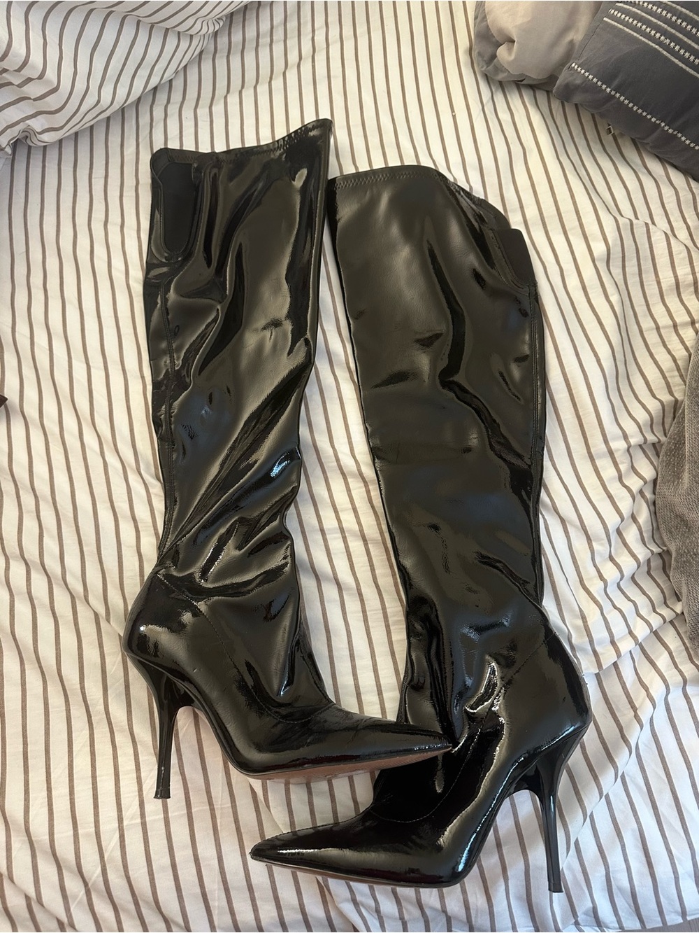 Patent leather boots